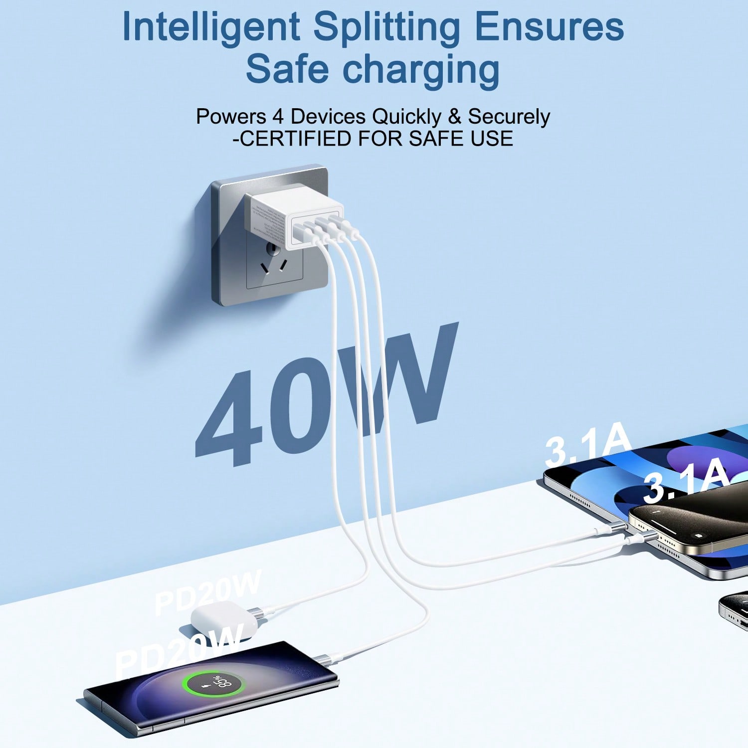 40W US Plug 4-Port 2A2C Wall C – обзор и цена Accessories For Tablet Users